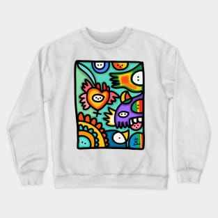 Colorful Cool Graffiti Creatures Crewneck Sweatshirt